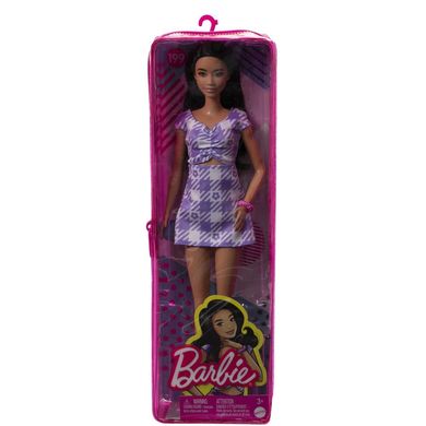 Фотография, изображение Кукла Barbie "Модница" в нежном платье с фигурным вырезом (HJR98)