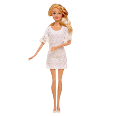 Світлина, зображення Лялька у повсякденному одязі, шарнірна (8406), біла сукня