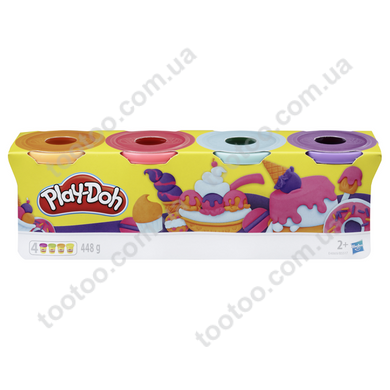 Фотография, изображение Набор с тестом Play-Doh 4 баночки (фиолетовый, голубой, розовый, оранжевый) B5517_E4869