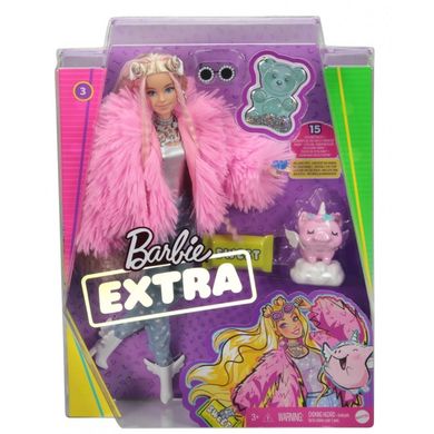 Фотография, изображение Кукла Barbie "Экстра" в розовой пушистой шубке (GRN28)
