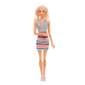 Світлина, зображення Лялька у повсякденному одязі, шарнірна (8406), сіра сукня у смужку
