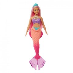 Фотография, изображение Русалка с разноцветными волосами серии Дримтопия Barbie (HGR08), персиково-розовый хвост
