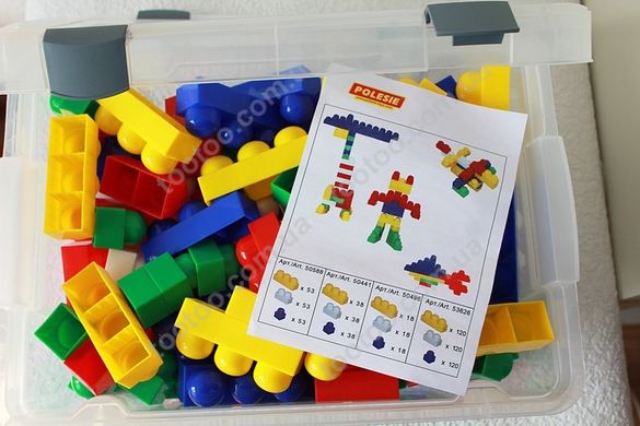 Фотография, изображение Детский конструктор "Полесье" в контейнере "Юниор", 159 элементов (50588)