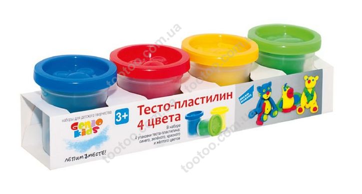 Світлина, зображення Набір для дитячої творчості «Тесто-пластилін 4 кольори» - Genio Kids (TA1008V)