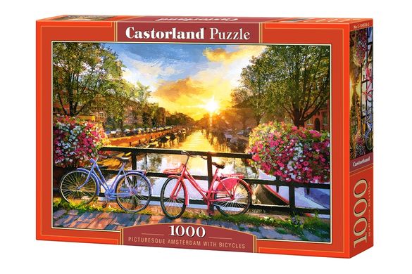 Фотография, изображение Пазл "Живописный Амстердам с велосипедами" Castorland, 1000 шт (C-104536)