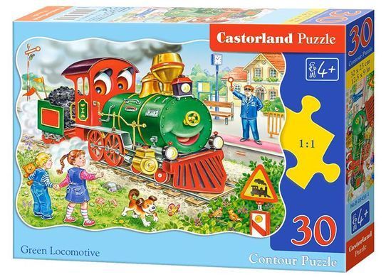 Фотография, изображение Пазл для детей "Зеленый локомотив" Castorland (B-03433)