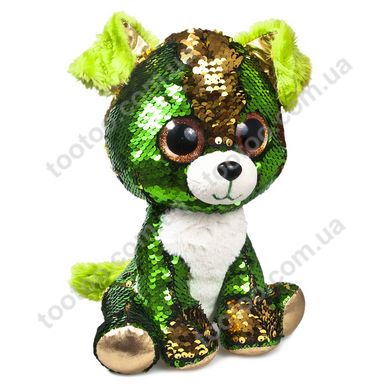 Фотография, изображение Мягкая игрушка с паетками Fancy "Блестяшки" щенок Изумруд