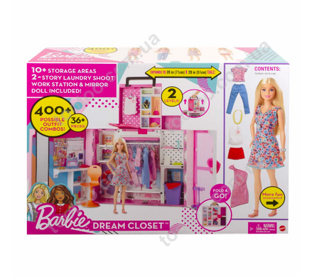 Двухэтажный шкаф мечты с куклой Barbie (HGX57)