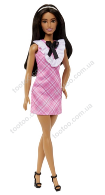 Фотография, изображение Кукла Barbie "Модница" в розовом платье с жабо (HJT06)