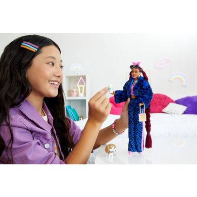 Фотография, изображение Кукла Barbie "Экстра" в синем леопардовом костюме (HHN09)