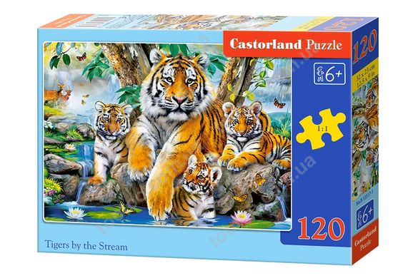 Фотография, изображение Пазл для детей "Тигры у ручья" Castorland (B-13517)