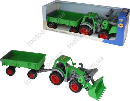 Фотография, изображение Игрушка Polesie "Фермер-техник", трактор-погрузчик с прицепом (37770)