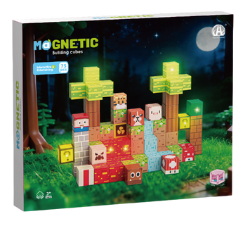 Магнитный конструктор-блоки "Лес" с LED-подсветкой Minecraft, 75 деталей (CH1581)