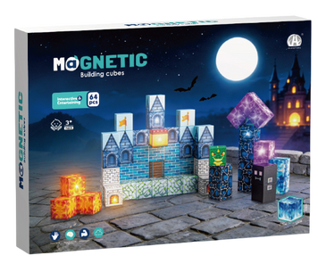 Магнитный конструктор-блоки "Замок Minecraft" с LED-подсветкой, 64 детали (CH1582)