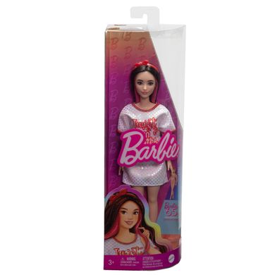 Фотография, изображение Кукла Barbie "Модница" в блестящем платье-футболке (HRH12)